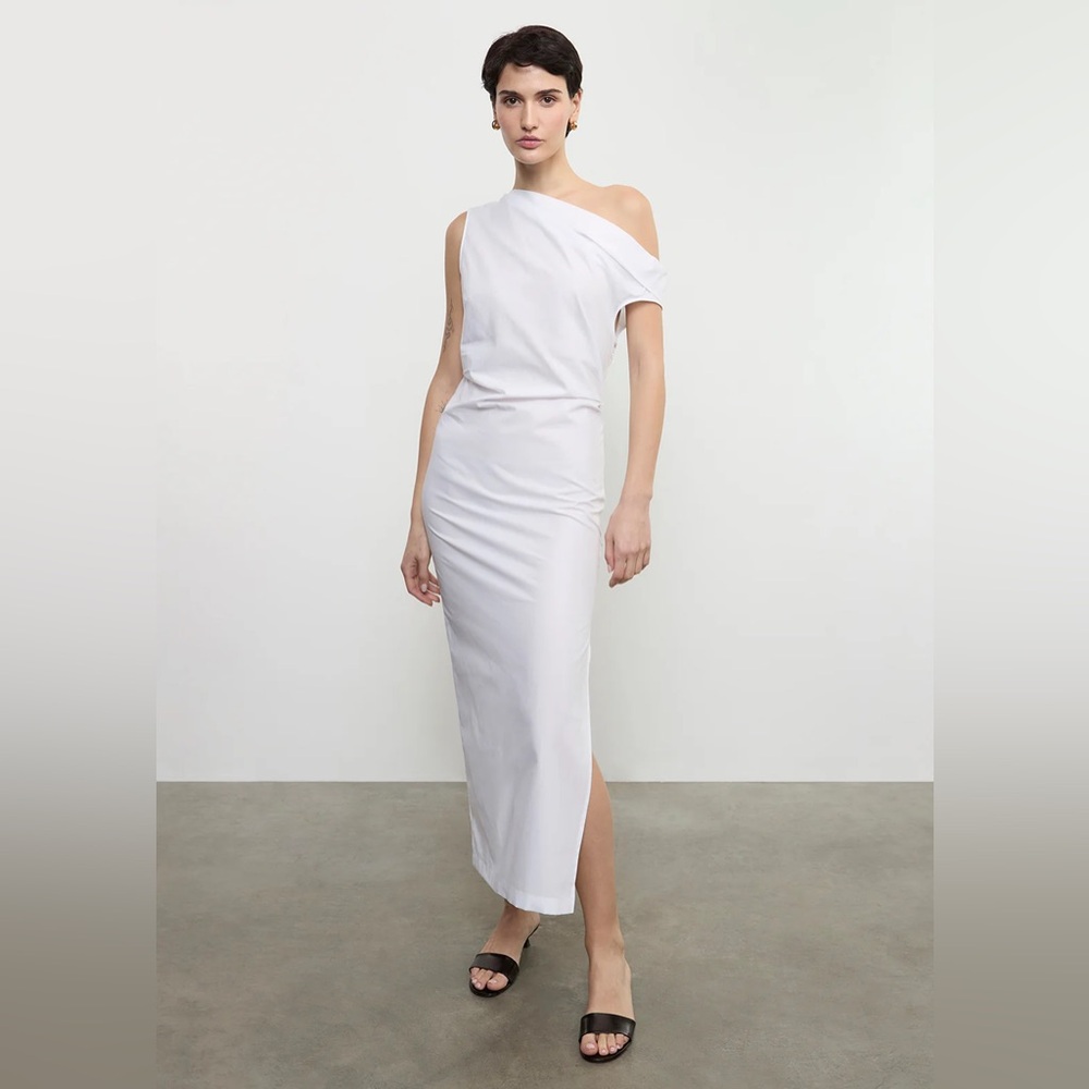 Enza Costa Poplin Sculptured Dress White